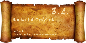 Barka Lóránt névjegykártya